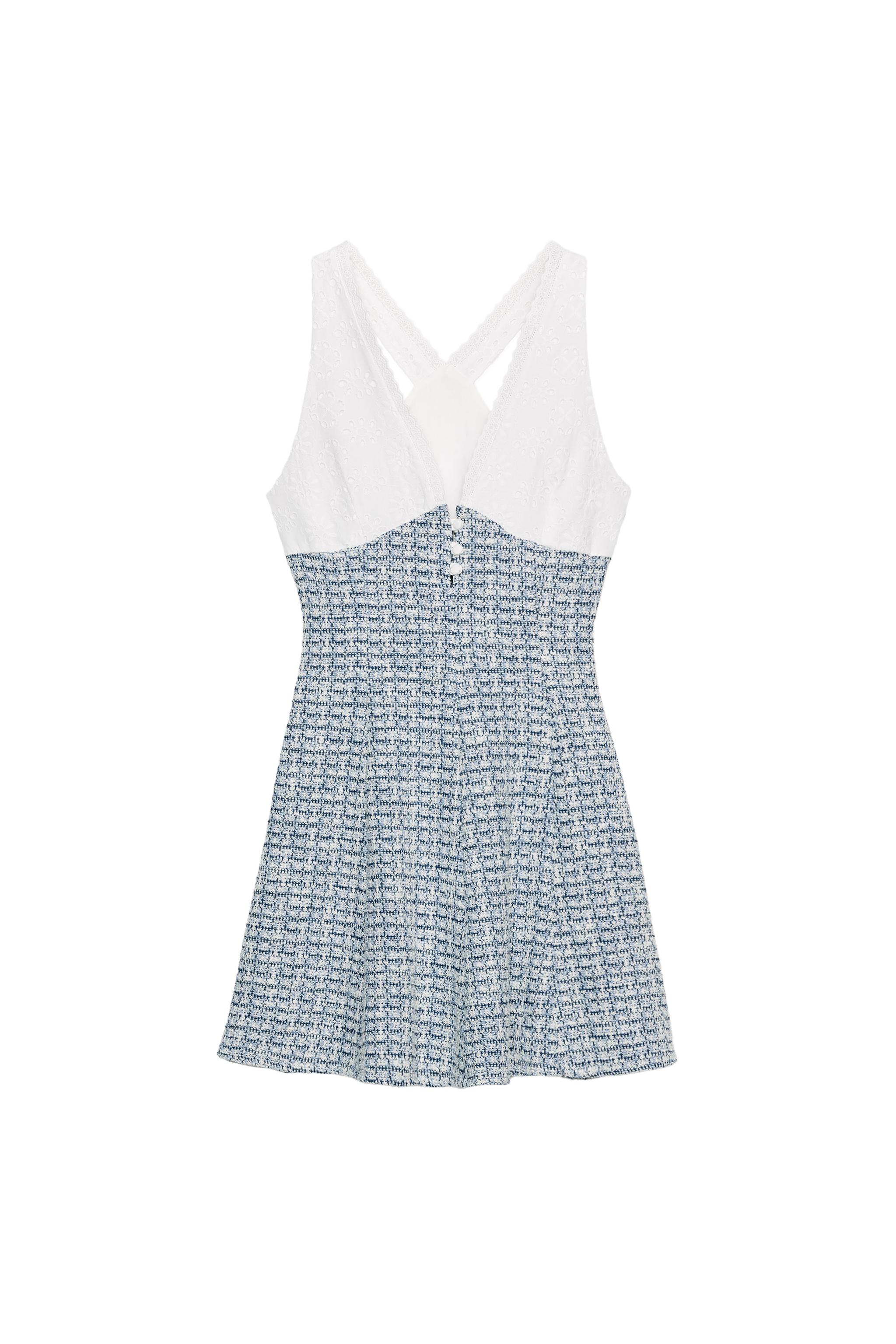 Zara - Contrasting Fabric Dress - Blue / White - M - Woman