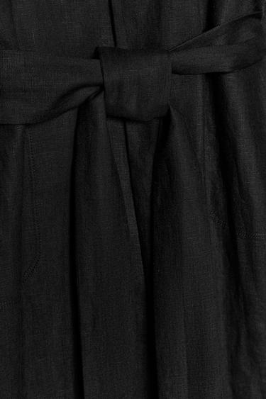 ABRIGO CINTURÓN LINO ZW COLLECTION - Negro de Zara