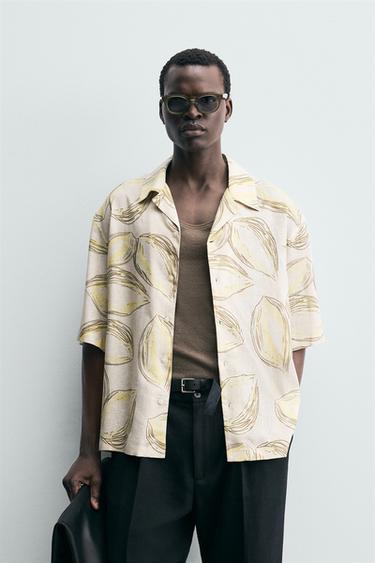 CAMISA AMB ESTAMPAT DE FRUITES - Groc clar de Zara