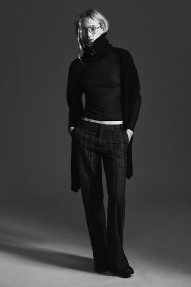 Zara PLAID PANTS - Gray / Tan