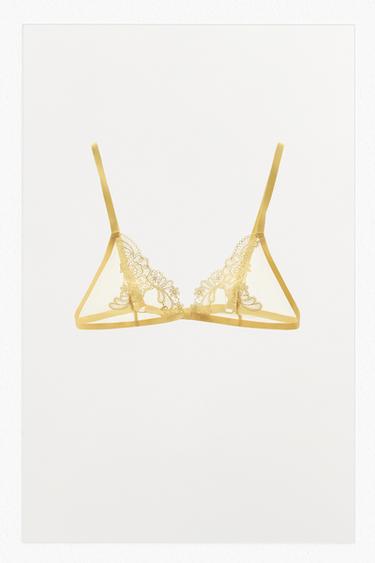 BRALETTE TRIANGLE DENTELLE - Jaune de Zara