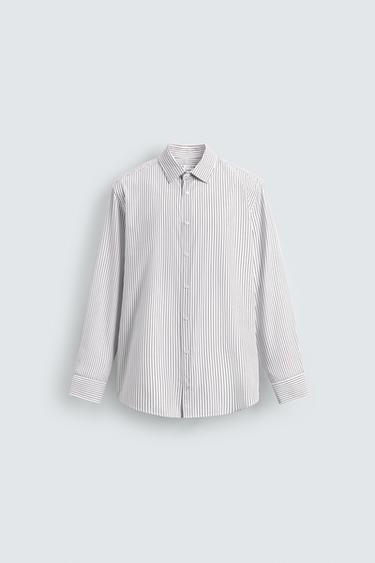 Zara EASY CARE 系列紋理襯衫 - Brown Stripes