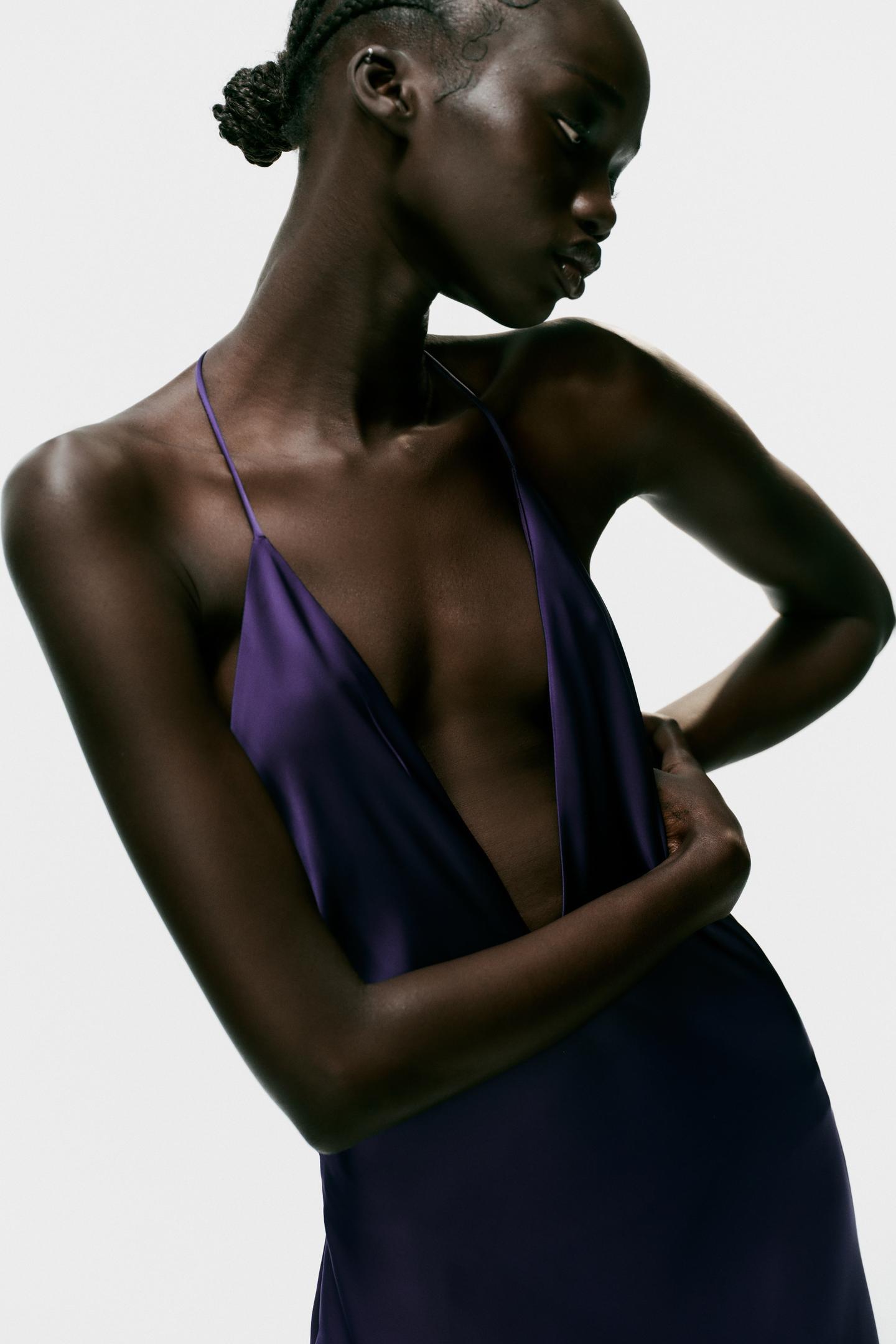Женское платье Zara Satin Maxi, цвет: Фиолетовый — фото 2