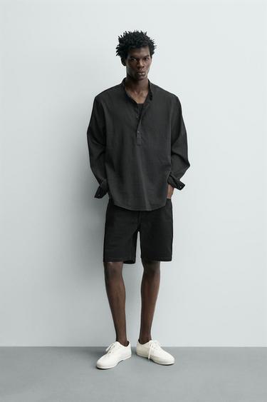 CAMISA EFECTO ARRUGADO - Carbón de Zara