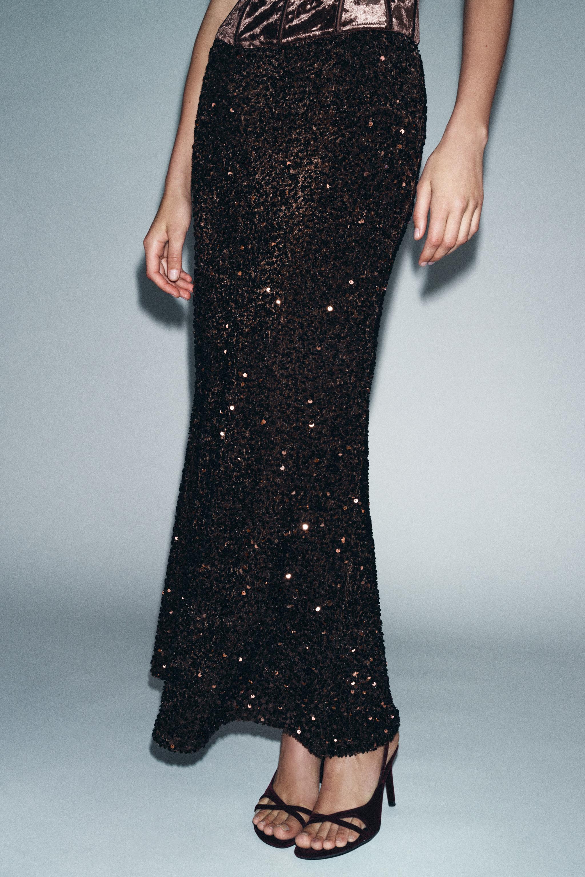 LONG SEQUIN SKIRT