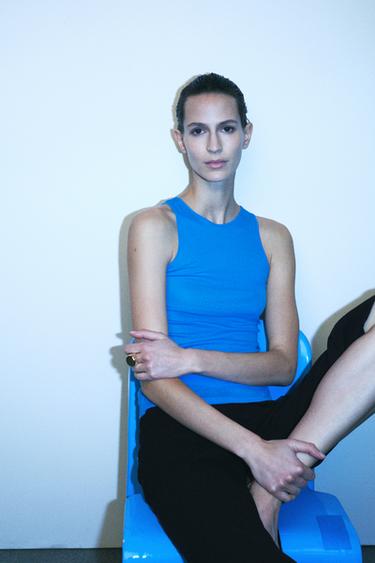 Zara SUPIMA® SLEEVELESS T-SHIRT - Electric blue
