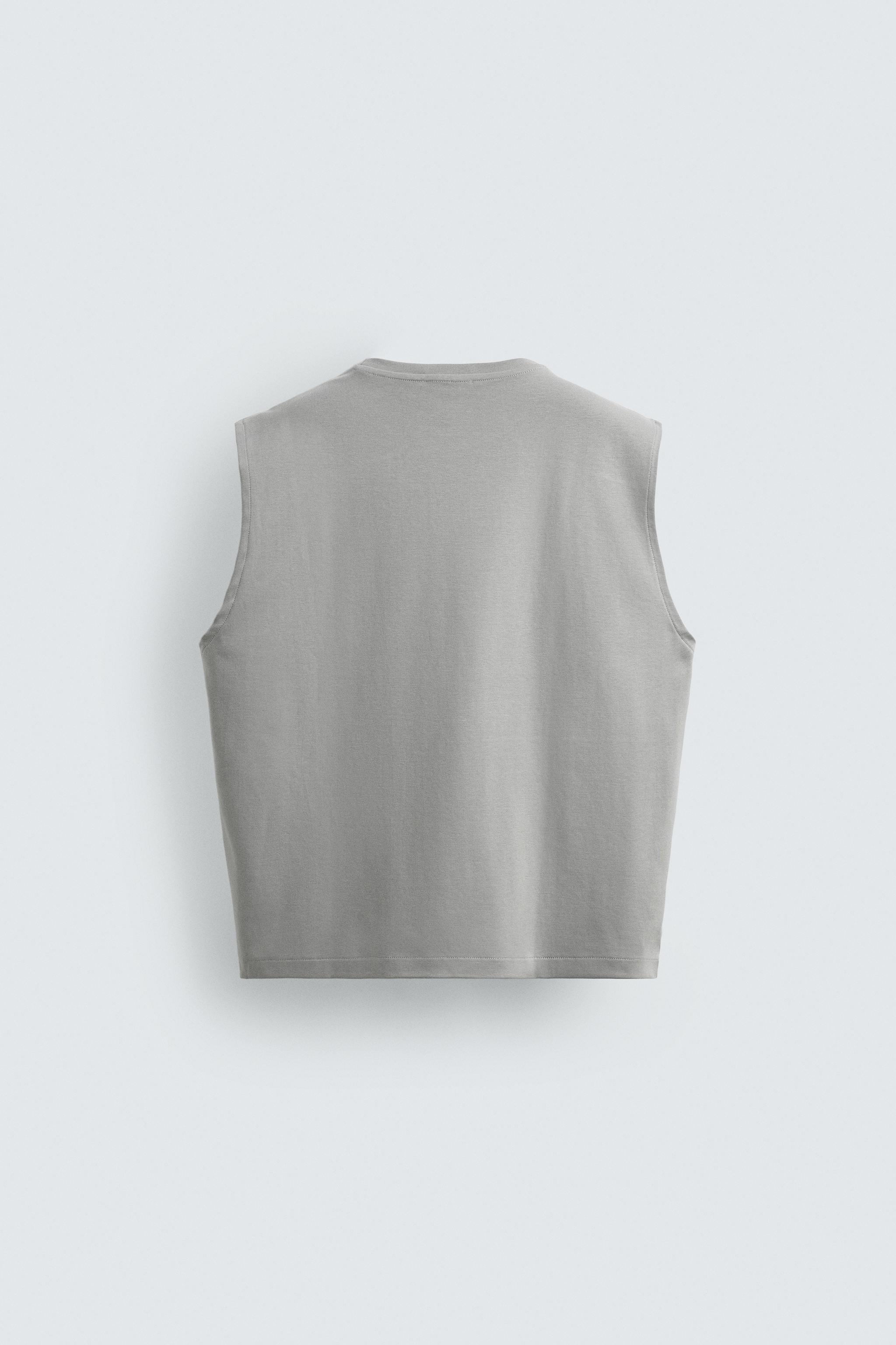 RELAXED FIT INTERLOCK PLEAT TANK TOP - Light grey | ZARA Saudi Arabia