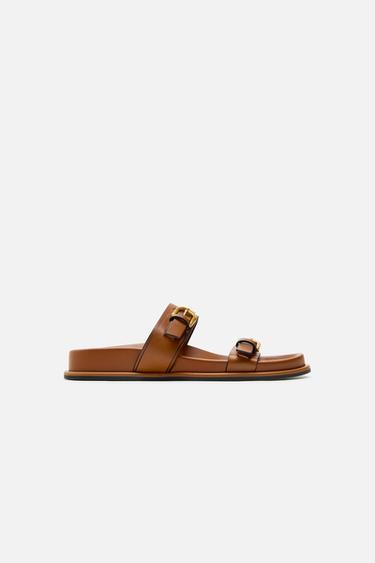 BUCKLED SANDALS - Brown by Zara