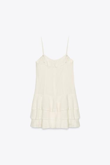 RUFFLED CHIFFON SHORT DRESS - White by Zara - Image 6