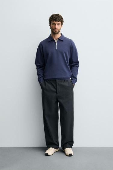 INTERLOCK QUARTER ZIP POLO SHIRT - Bluish by Zara
