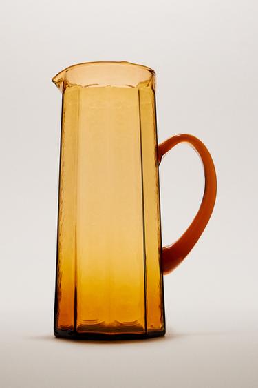 HAMMERED GLASS JUG - Orange by Zara