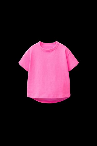 EINFARBIGES T-SHIRT - Rosa von Zara