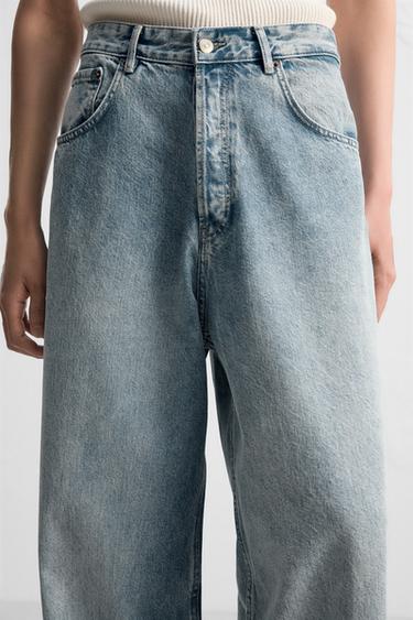 Zara BAGGY WIDE FIT JEANS - Light blue
