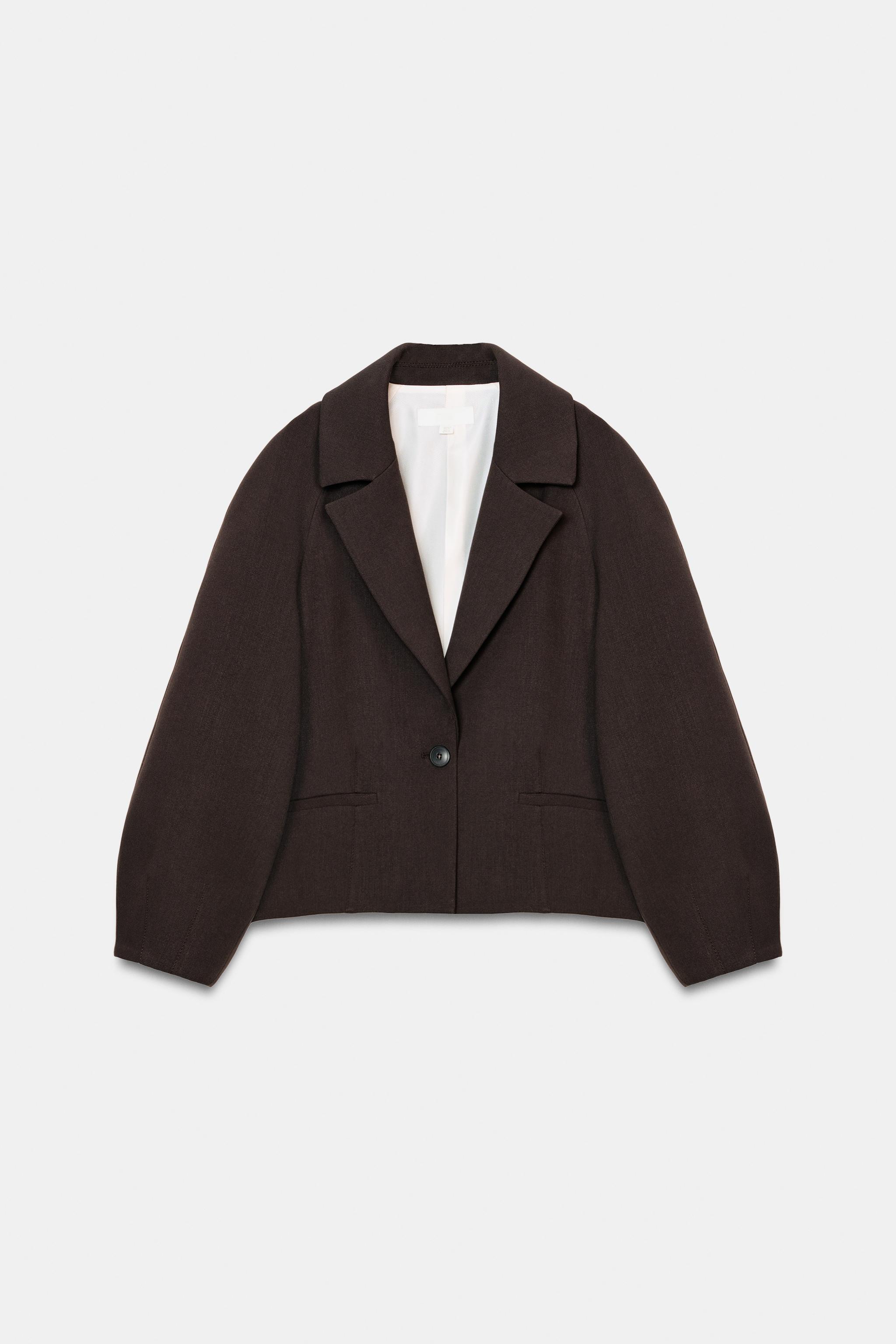 パフスリーブブレザー - ブラウン | ZARA Japan / 日本