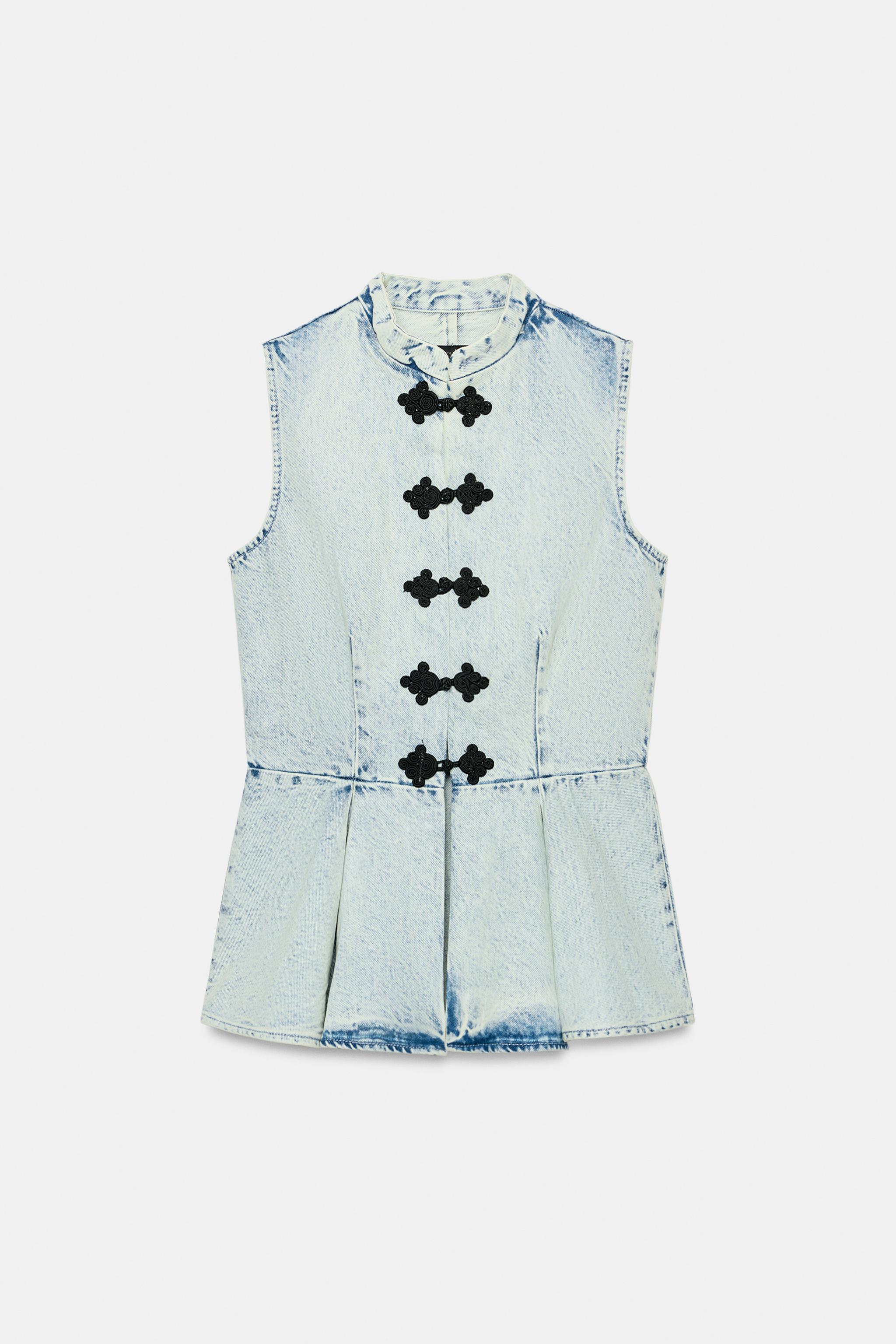 ZW COLLECTION DENIM FROG FASTENING VEST