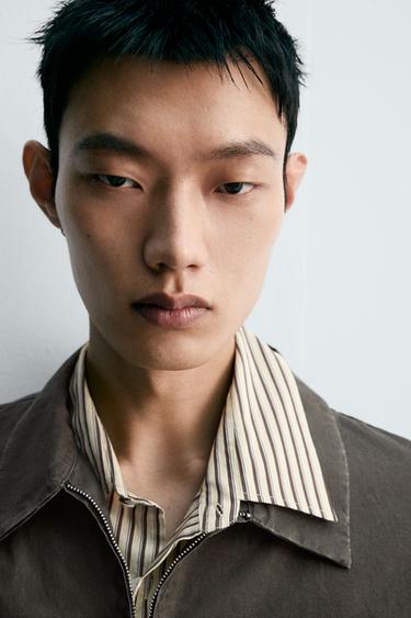 Zara 刷色寬鬆版型襯衫式外套 - 深卡其色