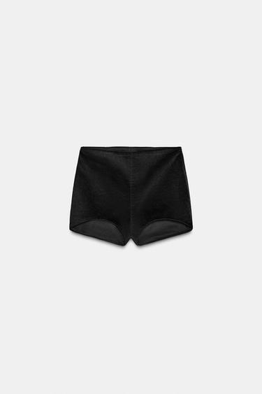 SHORT MINI EN VELOURS - Noir de Zara - Image 4