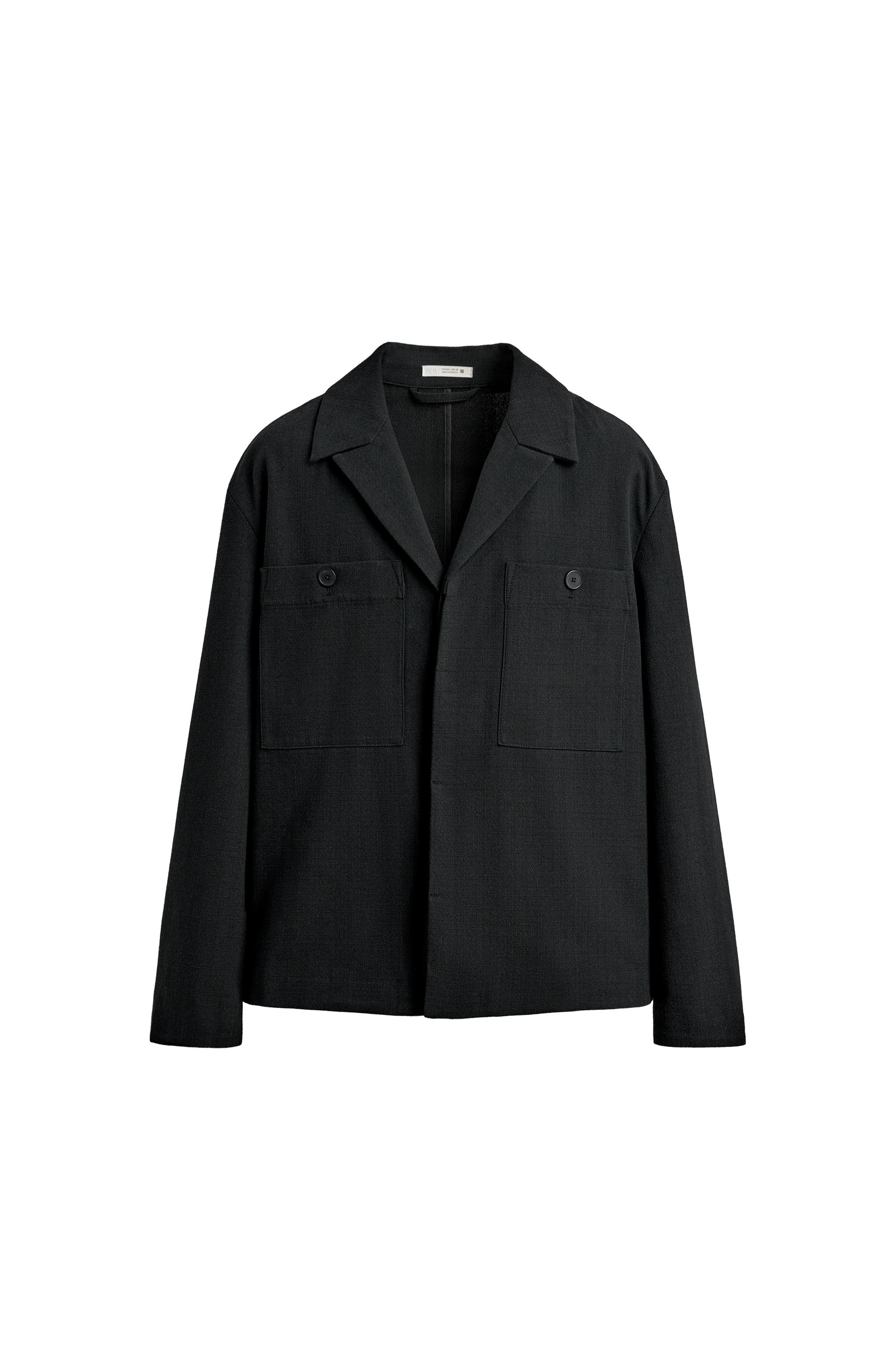 リラックスフィット ポケット シャツジャケット - ブラック | ZARA