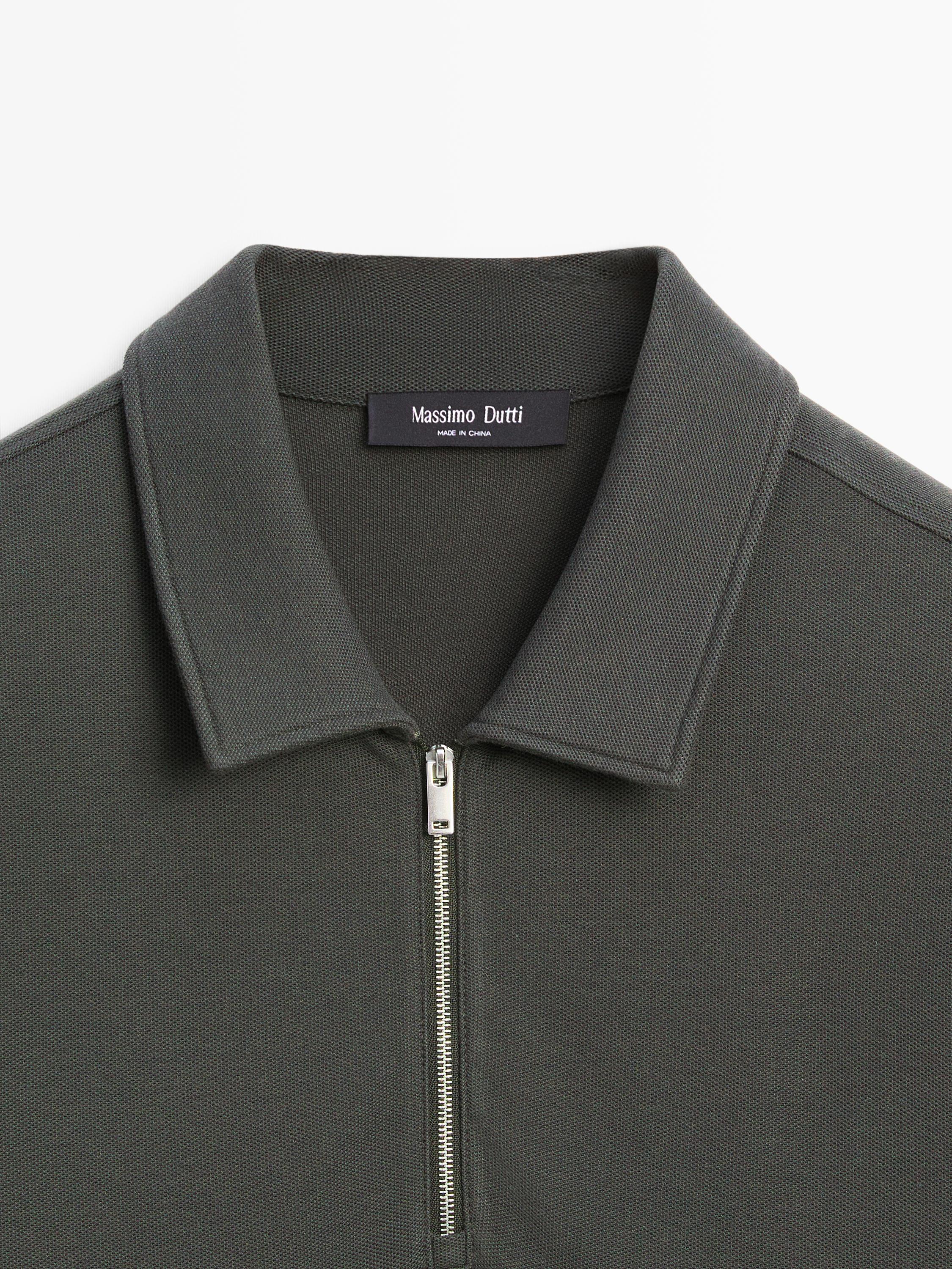 Long sleeve zip-up polo shirt
