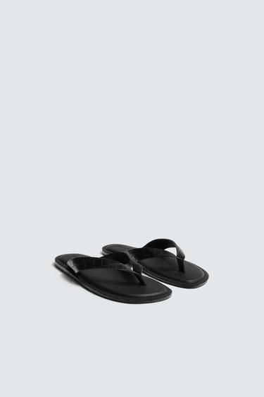 EMBOSSED STRAPPY SANDALS - Black by Zara