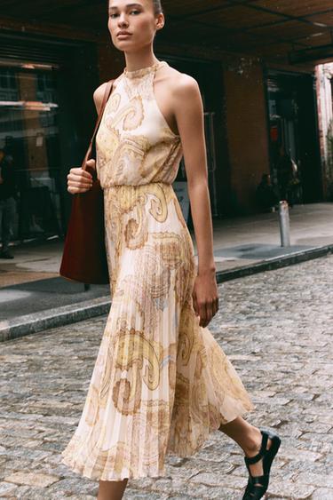 PRINTED HALTER MIDI DRESS - Multicoloured by Zara - Image 0
