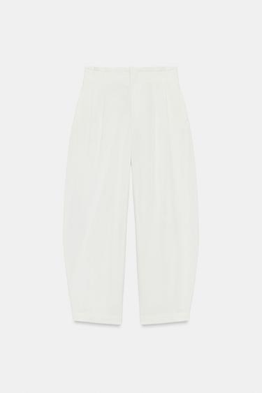 PANTALON PAPERBAG BALLON - Écru de Zara - Image 6