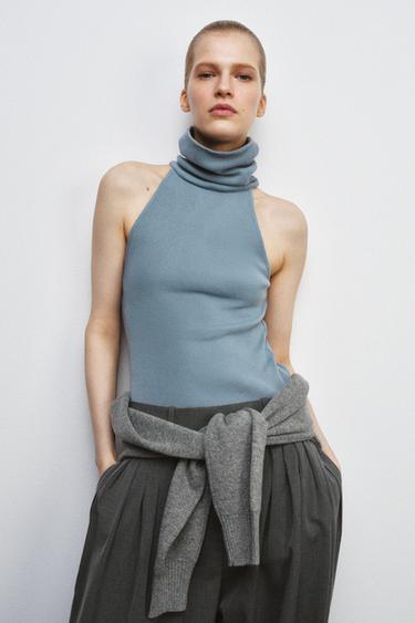 Zara HIGH NECK SLEEVELESS TOP - Light blue - Image 0