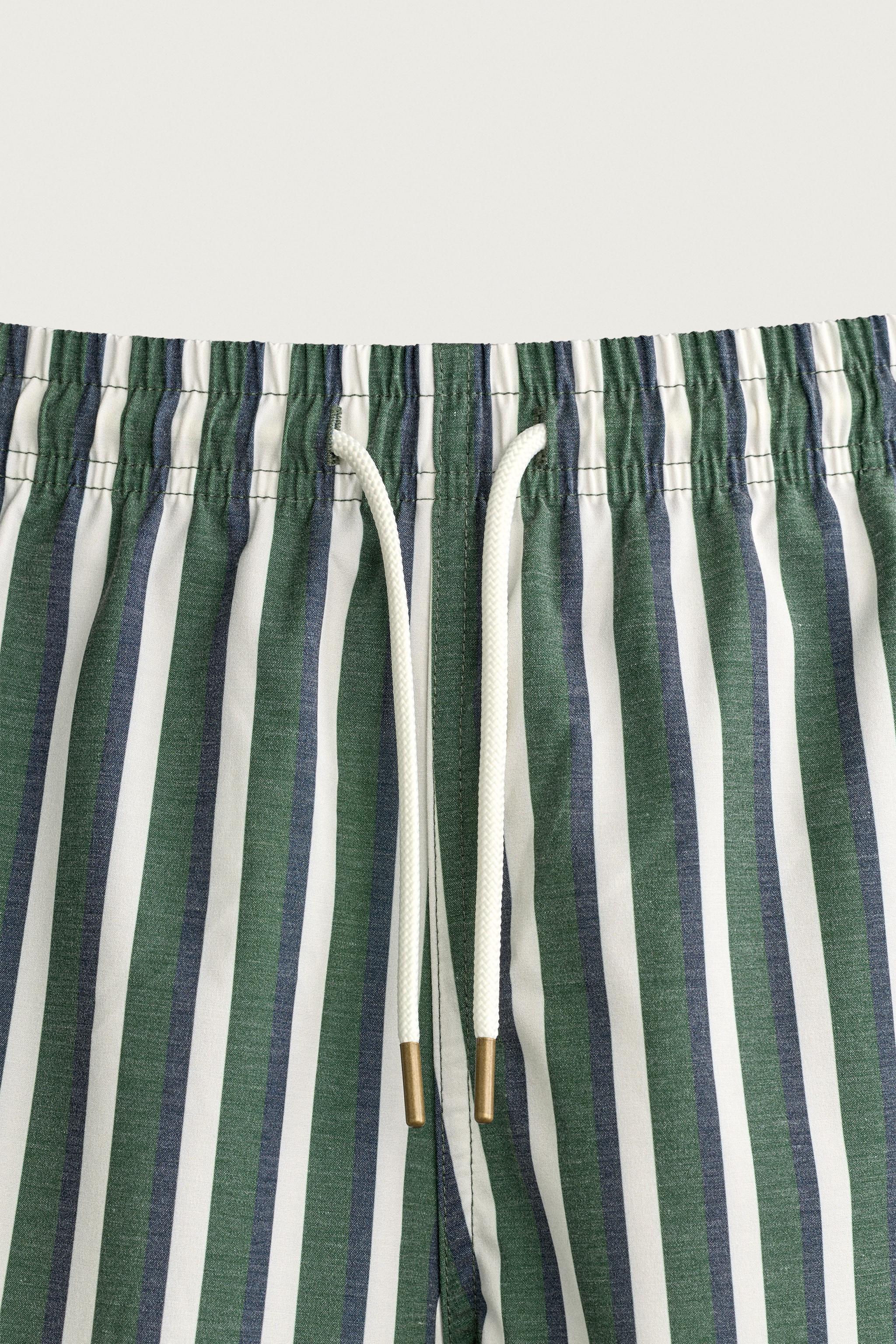 STRIPED MID-LENGTH SWIM SHORTS