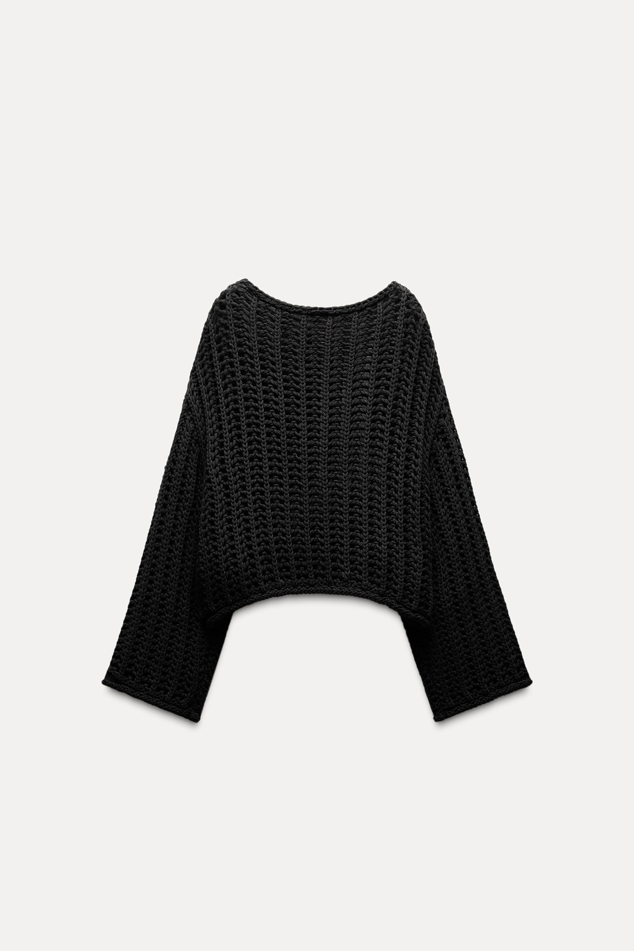 Zara Openwork Knit Sweater Black Women