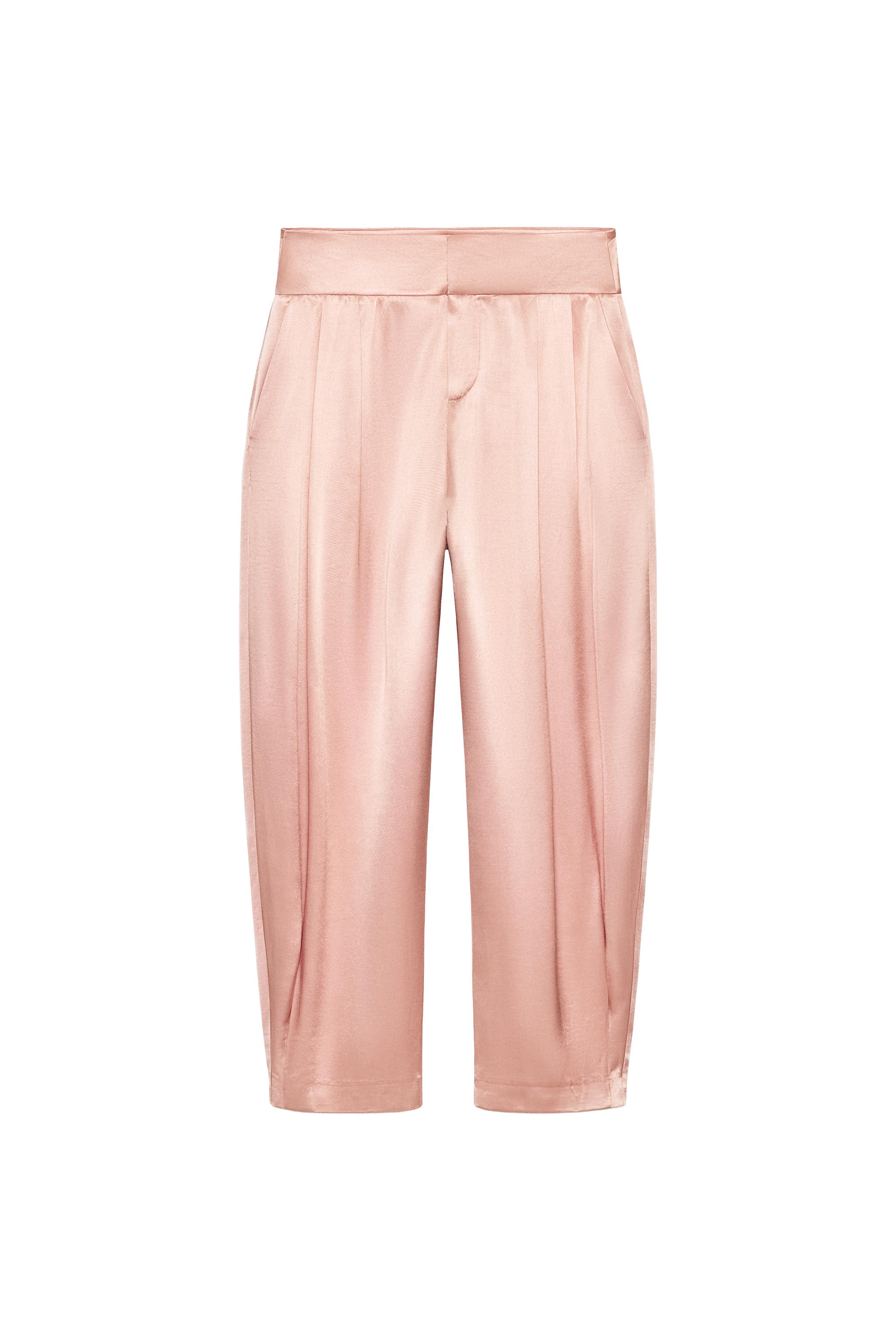 SATIN EFFECT PLEATED PANTS