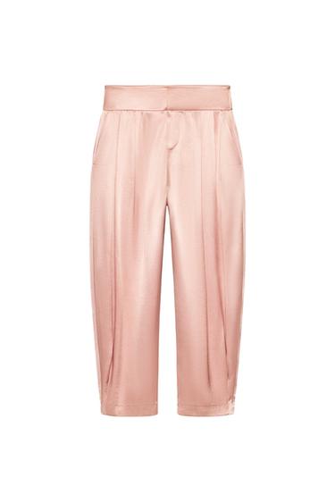 PANTALÓN SATINADO PLIEGUES - Rosa de Zara
