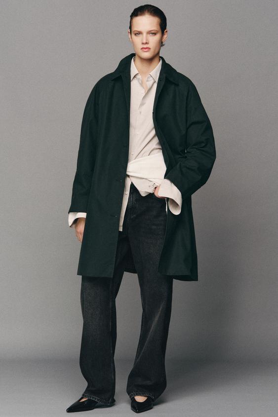ZW COLLECTION MIDI TRENCH COAT - Grey green by Zara - Image 0