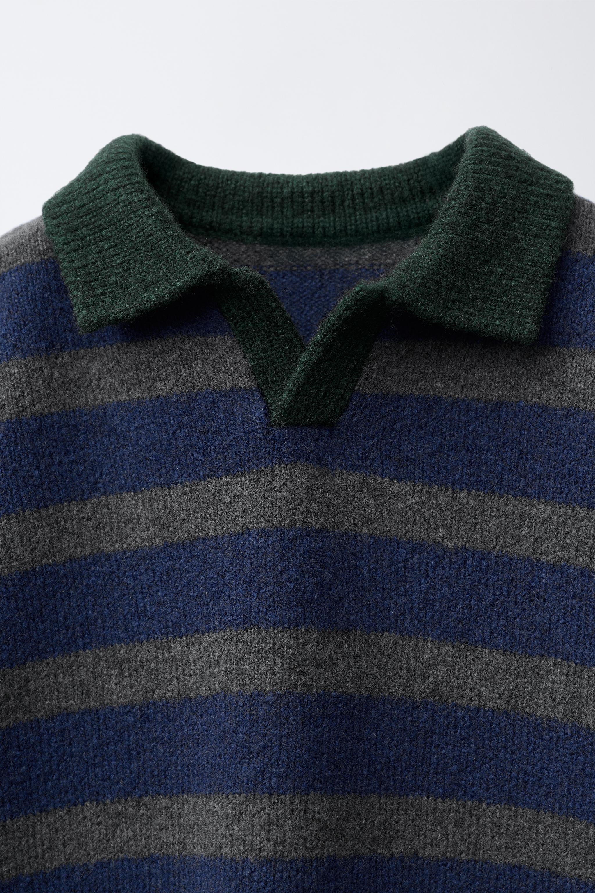 CONTRAST STRIPED KNIT POLO SHIRT