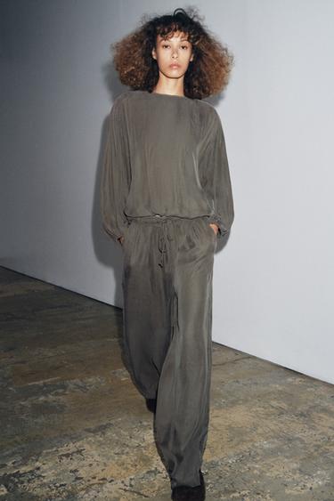 ZW COLLECTION FLOWING TROUSERS - Grey by Zara