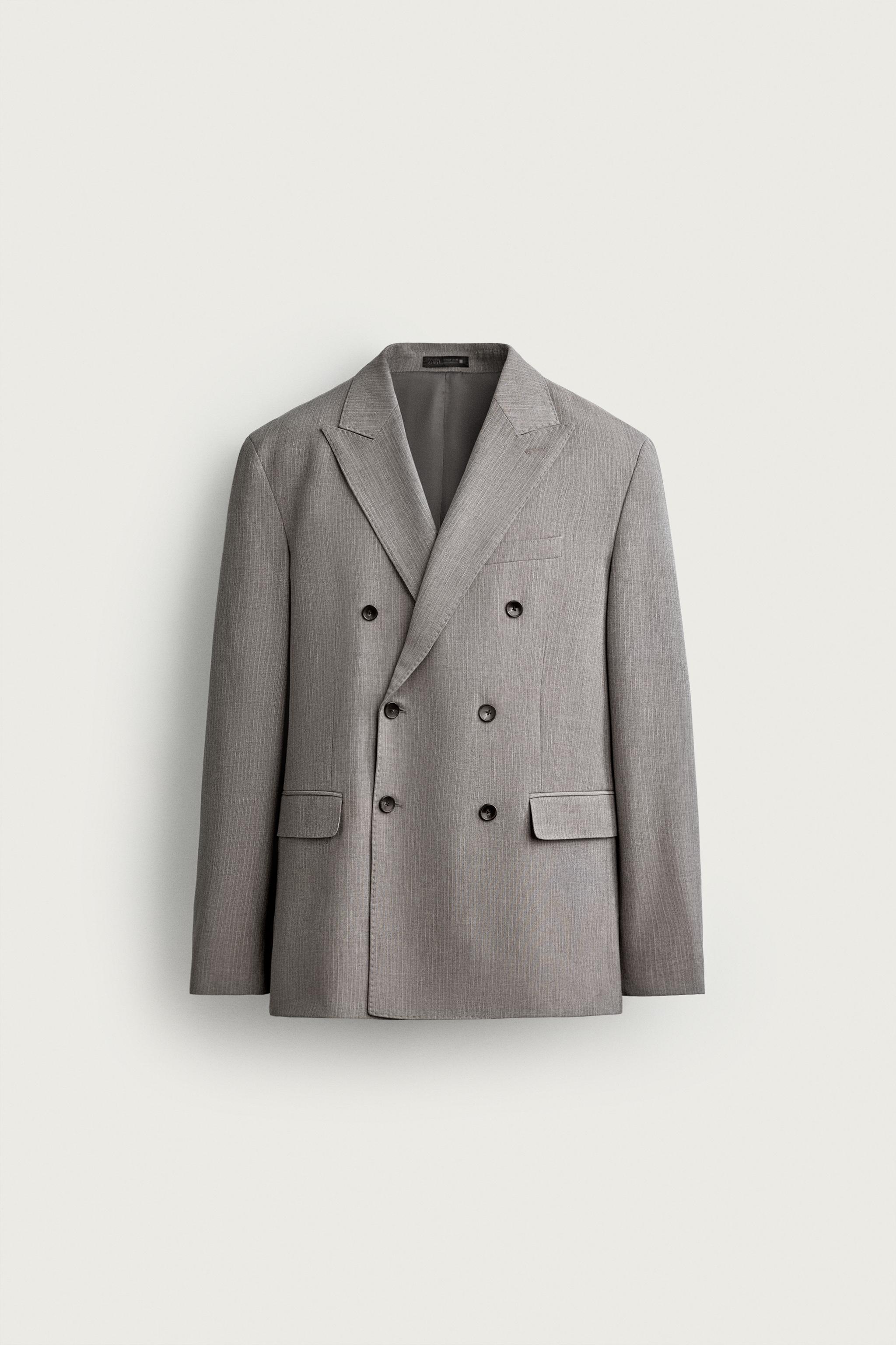STRIPED DOUBLE BREASTED SUIT BLAZER