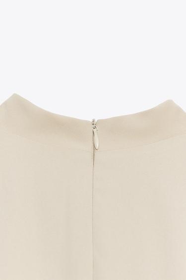 ROBE COURTE À COL DRAPÉ - Beige de Zara - Image 4