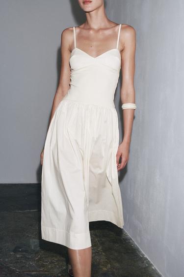 POPLIN CONTRAST DRESS - Ecru by Zara - Image 3