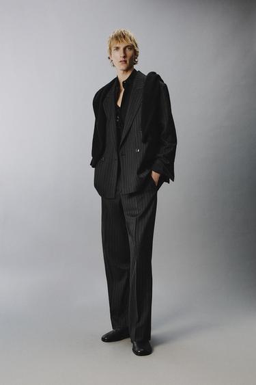 PINSTRIPED SUIT TROUSERS - Black by Zara - Image 3