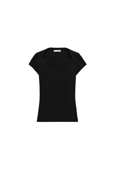 Zara MAJICA KVADRATNOG IZREZA – Crna