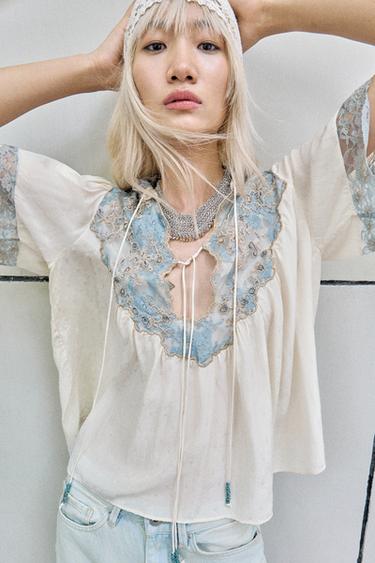 JEWELLED BIB NECKLACE - Silver by Zara