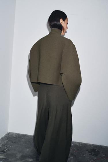 BLOUSON EN MAILLE ZIPPÉ - Kaki foncé de Zara - Image 3