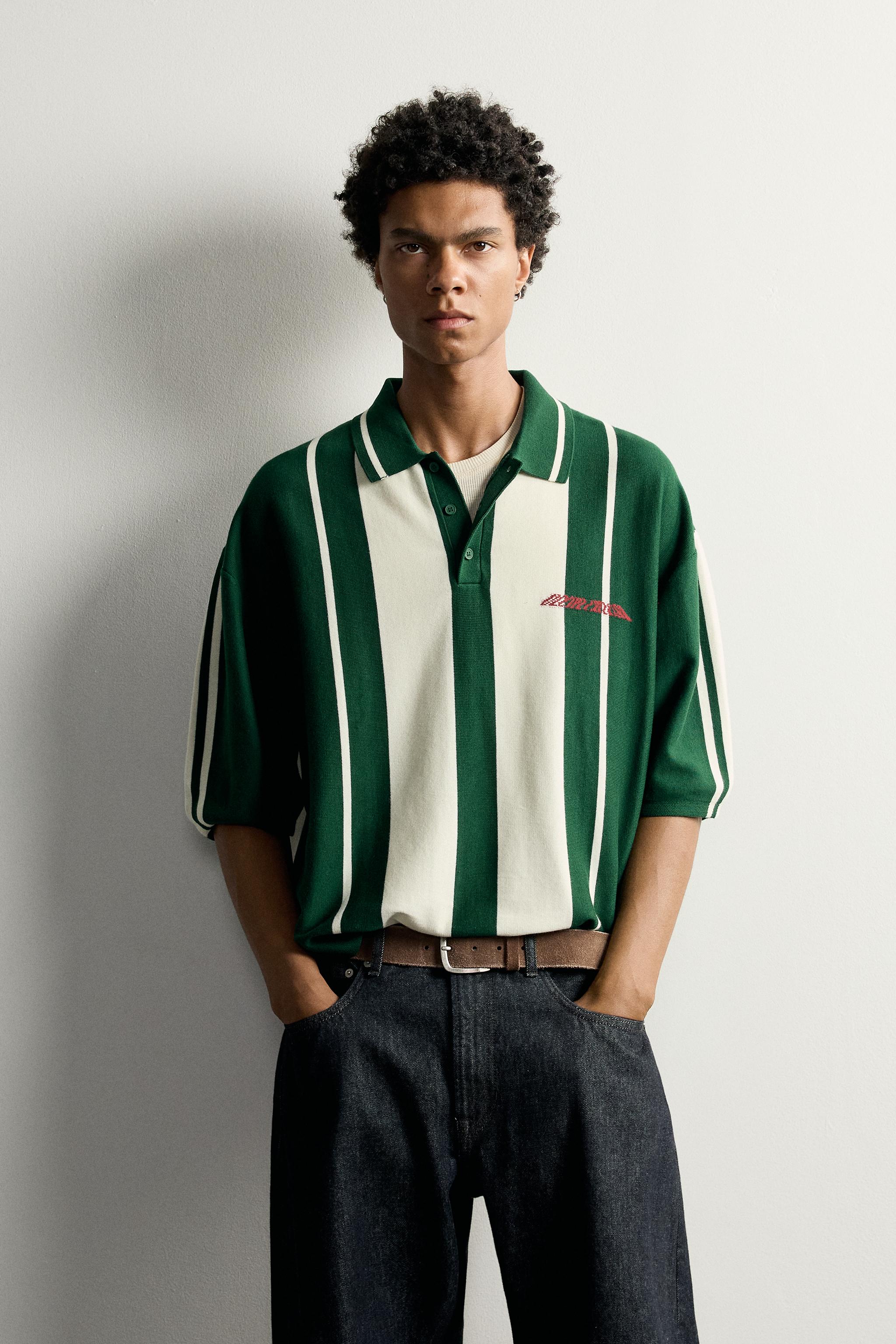 POLO EN MAILLE BOXY FIT INSCRIPTION CONTRASTÉE