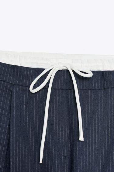 PANTALON LARGE TAILLE DOUBLE - Rayures de Zara - Image 8