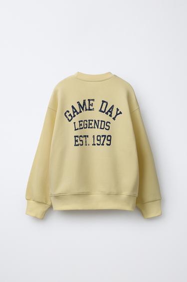 SPORTY SWEATSHIRT WITH SLOGAN - Yellow by Zara - Image 1