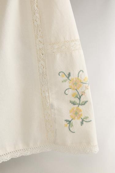 EMBROIDERED COTTON SHORTS - Ecru by Zara - Image 3