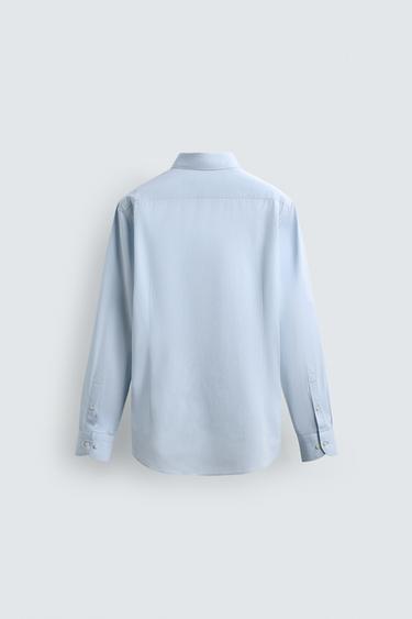 SLIM FIT COTTON SHIRT - Sky blue by Zara - Image 6