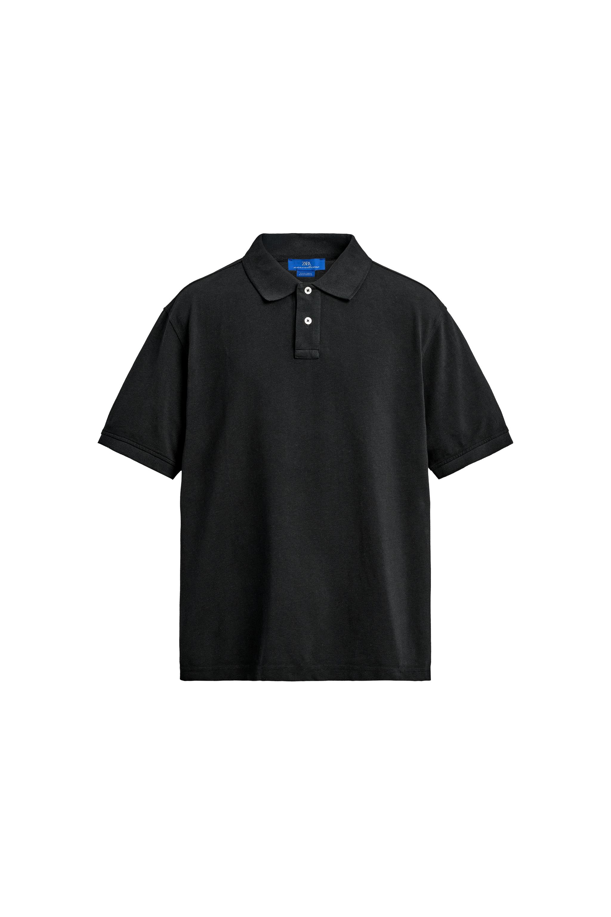 WASHED PIQUÉ POLO SHIRT AARON LEVINE X ZARA - Navy blue | ZARA