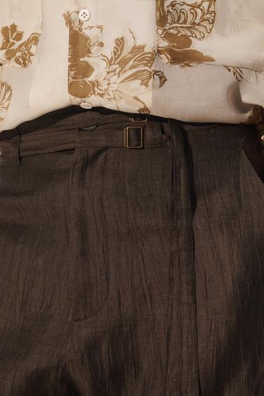 WIDE-LEG TROUSERS WITH BELTS - Brown / Taupe by Zara - Image 3