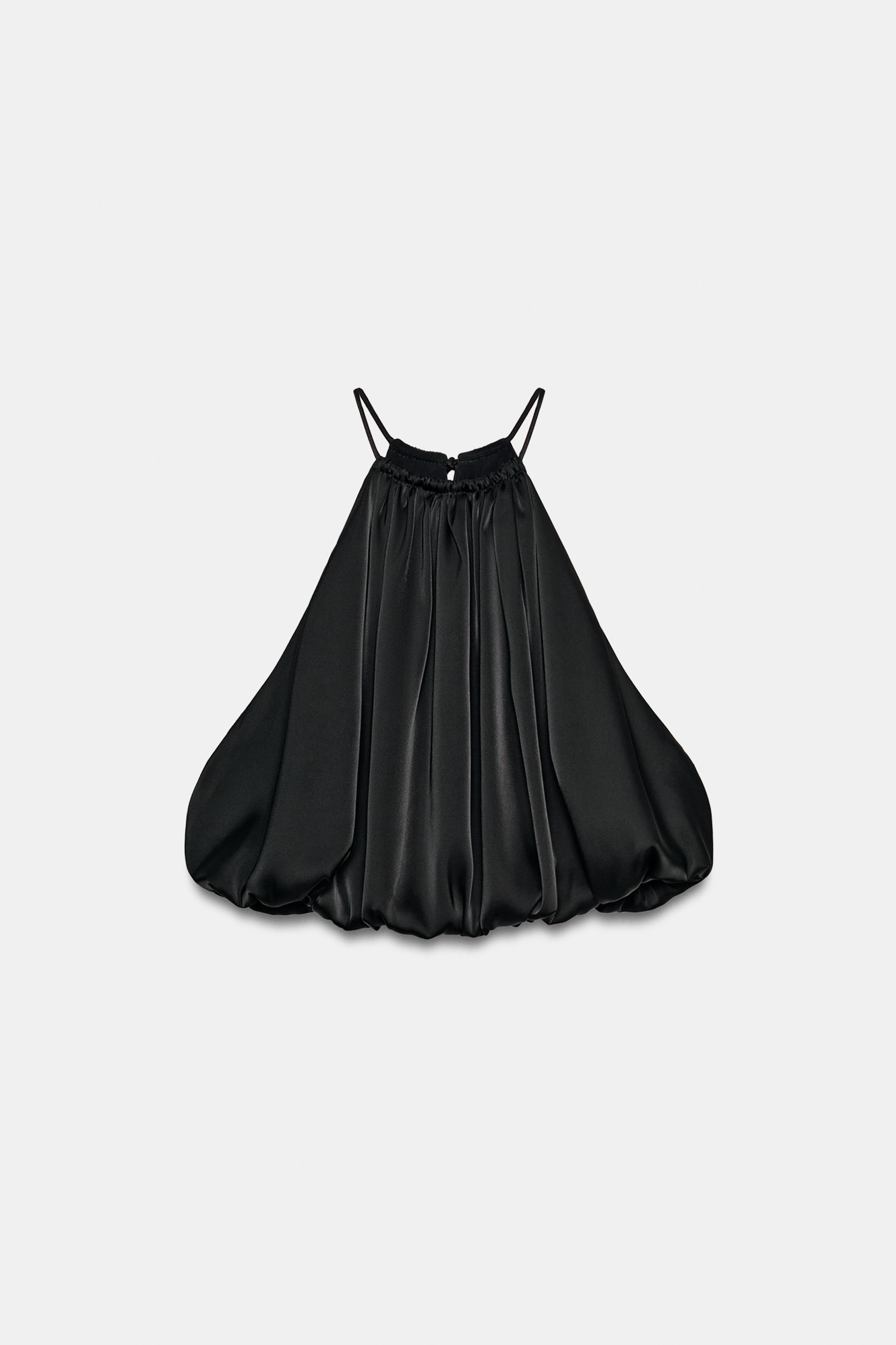 BALLOON HEM SATIN CROP TOP