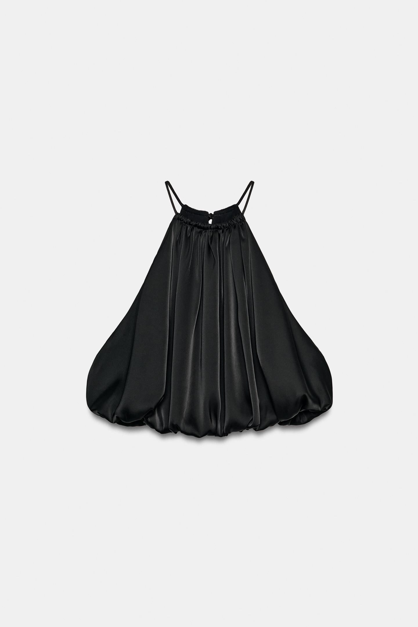 Женский топ Zara Satin Balloon Crop Top, цвет: Чёрный — фото 6